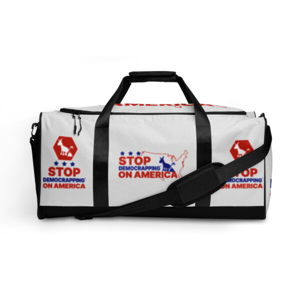 Stop Democrapping On America All Over Print Duffle Bag White